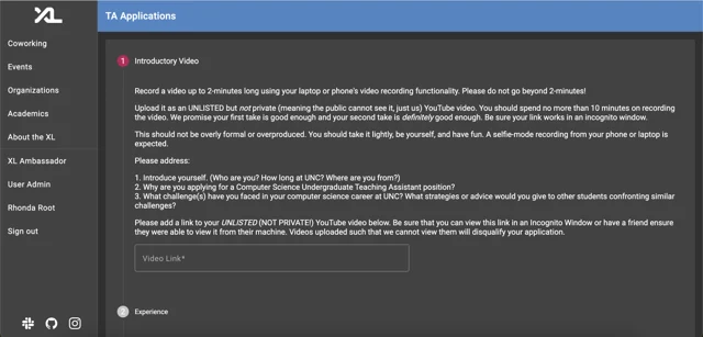 The early UTA application form asks for student information and teaching preferences.