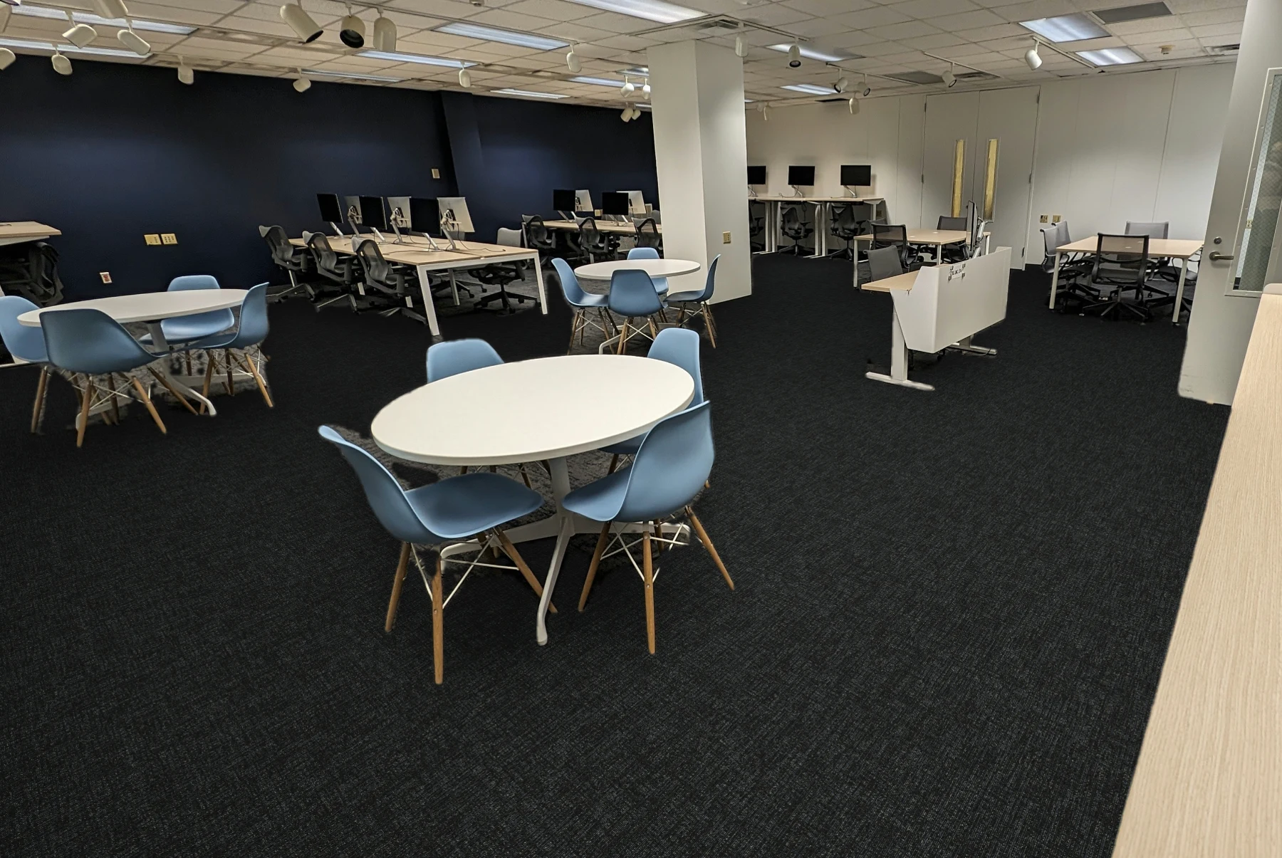 Historical Bentley simulation showing Multiplay II Clans carpet in the Co-Lab reference room
